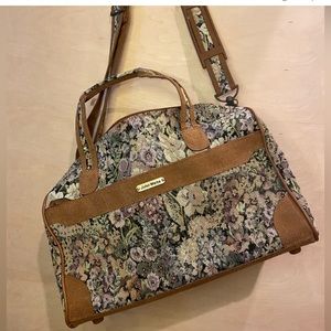 John Weitz 80 90 vintage cottage core floral overnight bag Vegan leather Satchel